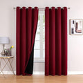 ChrisDowa 100% Blackout Curtains 80 inch Long for Bedroom with Black Liner, 2 Thick Layers Total Blackout Thermal Insulated Grommet Window Curtains 2 Panels Set (Burgundy, 52 x 80 Inch)
