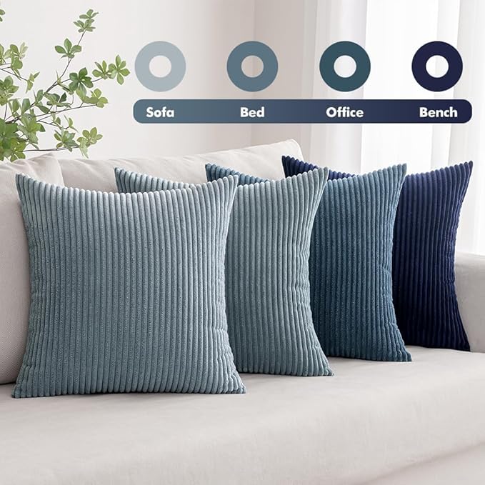 MIULEE Summer Throw Pillow Covers 24x24 Inch Set of 4 Western Neutral Decorative Cushion Covers Soft Boho Farmhouse Modern Coastal Spring Decor for Couch Bed Sofa Living Room Dark Blue Navy Series