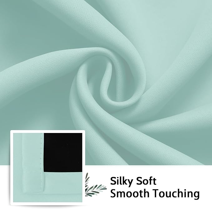 SimpleHome 100% Blackout Curtains for Bedroom,Thermal Insulated Aqua Grommet Window Drapes Room Darkening Curtains for Living Room with Black Back,52 x 96 Inch,2 Panels