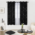 Deconovo Blackout Curtains 72 Inch Long 2 Panels, Black Drapes, Thermal Insulated Noise Reducting Privacy Curtain with Silver Print, Grommet Top, Machine Washable Window Panel for Living Room Office