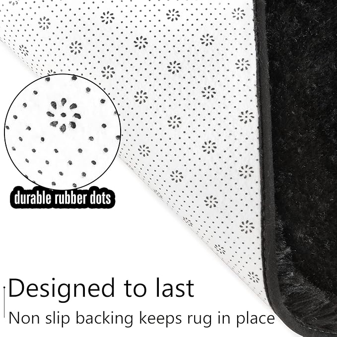 LOCHAS Ultra Soft Indoor Modern Area Rugs Fluffy Living Room Carpets for Children Bedroom Home Decor Nursery Rug 2x4 Feet, Black
