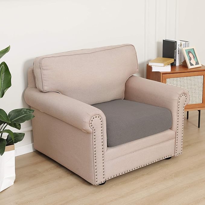 Easy-Going Stretch Cushion Cover Sofa Cushion Furniture Protector Sofa Seat Sofa slipcover Sofa Cover Soft Flexibility with Elastic Bottom(Chiar Cushion,Taupe)
