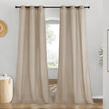 NICETOWN Rustic Linen 96 inch Long Curtains for Living Room, Grommet Privacy Added Thick Linen Weave with Light Filter Window Curtains & Drapes for Bedroom, Taupe, W42 x L96, 2 Panels