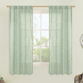 LAMIT Semi Sheer Window Linen Curtains 63 Inch Length, Light Filtering Panels Back Tab and Rod Pocket Country Decor Drapes for Bedroom/Living Room, Fresh Green, 2 Panels, 34 x 63 Inch