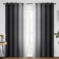 Yakamok Room Darkening Ombre Curtains 96 Inch Length, Black and Greyish White Thermal Insulated Gradient Color Curtains,Light Blocking Grommet Window Drapes for Bedroom,62 Inch Width,2 Panels