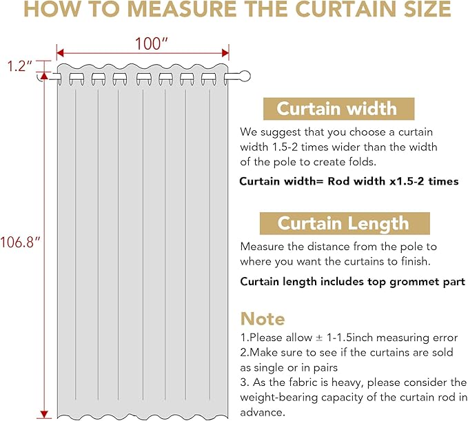 H.VERSAILTEX Linen Blackout Curtains Durable Thick Textured Linen Look 100% Blackout Patio Door Curtain Anti Rust Grommet Extra Wide Sliding Door Curtain Panel, Natural，W100 x L108 inch (Pack of 4)