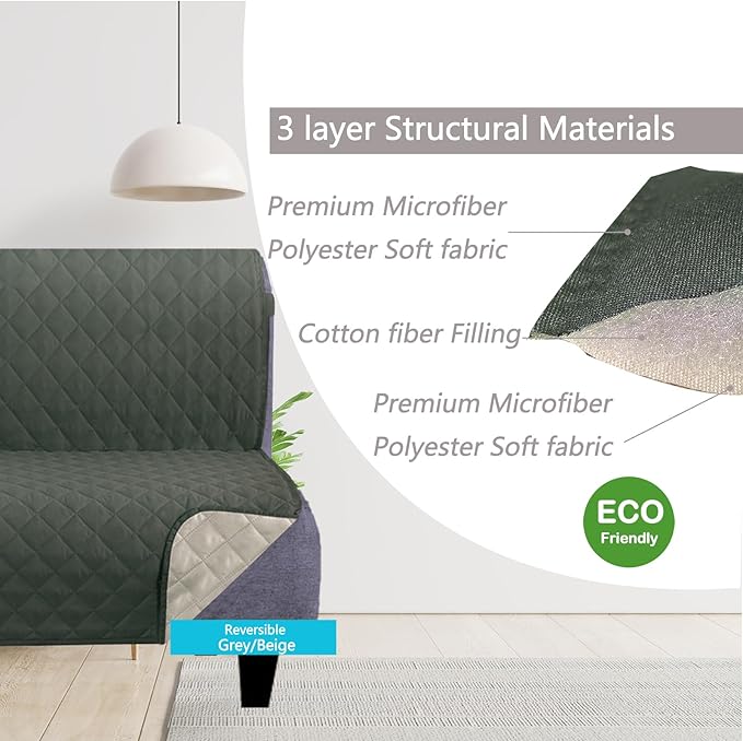 U-NICE HOME Futon Sofa Covers Reversible Sofa Slipcover Armless Cover Furniture Protector Couch Cover Water Resistant (Futon, Grey/Beige)