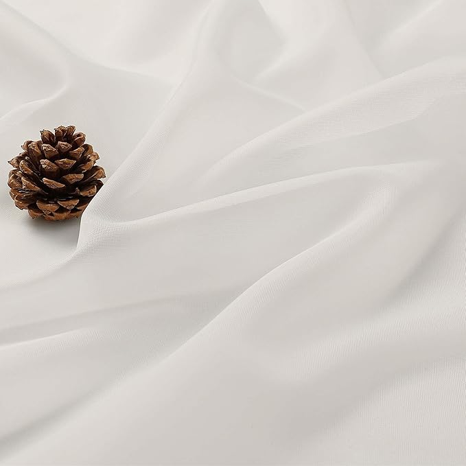 OVZME Ivory Sheer Curtains 108 Inches Long 2 Panels Set, Extra Wide Solid Lightweight & Airy Gauzy Window Treatments with Light Filtering for Patio Sliding Door, 59Wx108L Inches