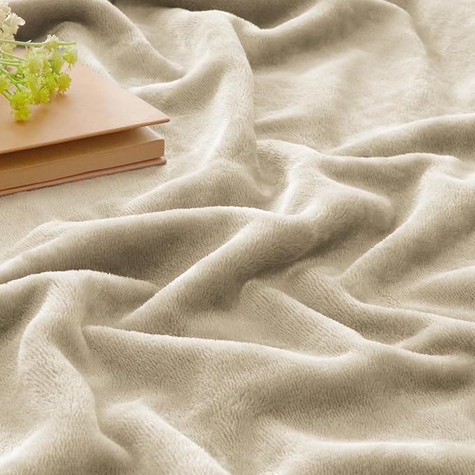 BEDELITE Fleece Blankets Queen Size Linen Throw Blankets for Bed, Luxury Plush Cozy Fuzzy Blanket 90x90 inches, Super Soft Warm Lightweight Throw Blanket All Seasons Suitable