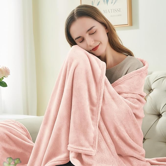 BEDELITE Fleece Blankets Queen Size Pink Morn Throw Blankets for Bed, Luxury Plush Cozy Fuzzy Blanket 90x90 inches, Super Soft Warm Lightweight Throw Blanket All Seasons Suitable