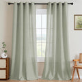 H.VERSAILTEX Grommet Privacy Linen Curtains - 2 Pieces - Total Size 104 Inch Wide (52 Inch Each Panel) - 96 Inch Long - Elegant, Light Filtering Panel Drapes for Bedroom (52" W x 96" L, Sage)