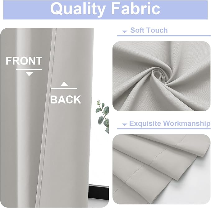 Simplebrand Ava Natural Blackout Curtains for Bedroom 84 Inch Length 2 Panels Set, Solid Thermal Insulated Privacy Living Room Window Treatment Curtains Blackout Drapes, W40 x L84 Inch, Natural