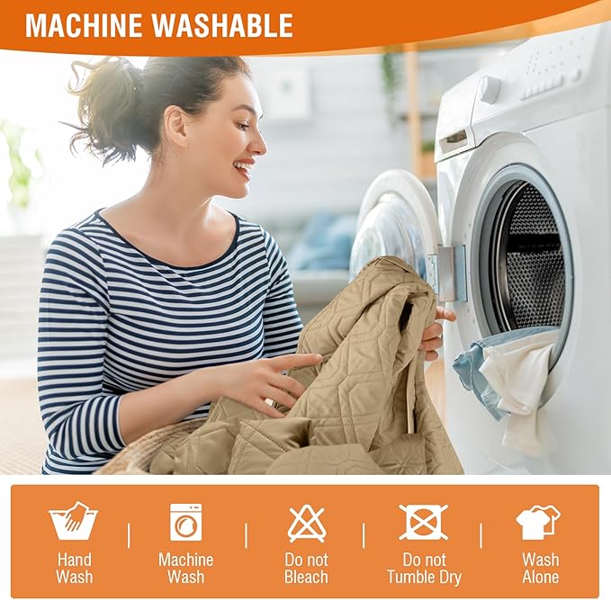 VANSOFY Waterproof Recliner Couch Covers, Sofa Covers 1-Piece Washable Reclining Sofa Cover Non-Slip Furniture Protector with Elastic Straps Pocket for Dogs, Pets(Sand,3 Seater)