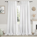 Nanspring Linen White Curtains 118 Inch Extra Long for Living Room Back Tab Light Filtering Semi Sheer Drapes Farmhouse Decor Linen Textured Curtain for Floor to Ceiling Window 2 Panels Set 52x118