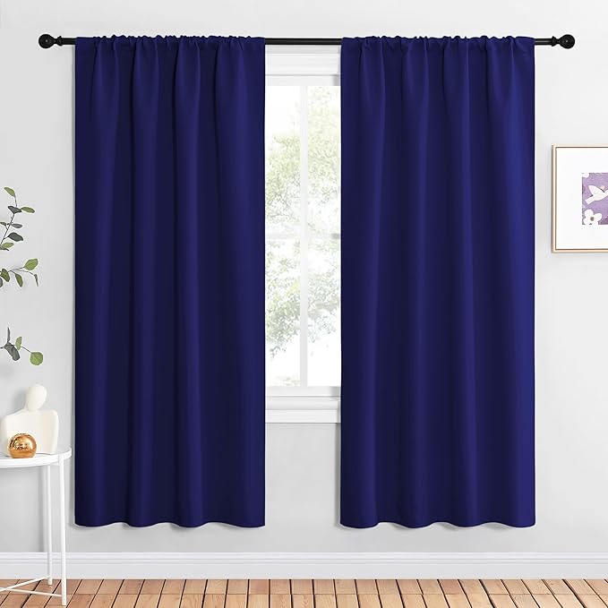 NICETOWN Blackout Curtains for Living Curtains, Navy Blue, 2 Panels, 42 by 72, Room Darkening Window Curtain Panels, Easy-Care Solid Thermal Insulated Draperies/Drapes for Daughter Room