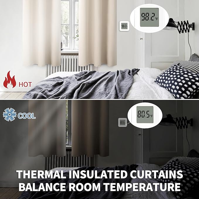 BGment Blackout Curtains - Grommet Thermal Insulated Room Darkening Bedroom and Living Room Curtains, Set of 2 Panels (52 x 95 Inch, Champagne)