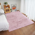 Ghouse Ultra Soft Faux Rabbit Fur Rug 5x7, Machine Washable Area Rugs for Bedroom Fluffy Rugs for Living Room, no-Shedding Carpet Sheepskin Rug Pink