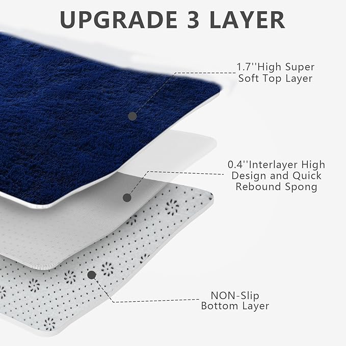 Shag Area Rugs for Bedroom Living Room,5X8 Ultra Soft Fluffy Area Rugs for Dorm, Indoor Carpet Nursery Rugs for Kids Girls Room Home Decor, Navy Blue