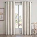 Topfinel 108 Inch Extra Long Ivory Birch Curtains for Living Room 100% Blackout Insulating Sound Proof Wide Drapes for Window Treatments Curtains with Hooks and Rings Natural Birch (W40 x L108 x 2)