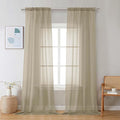 Chyhomenyc Taupe Sheer Curtains 108 Inches Long - Light Filtering Voile Extra Long Panel Drapes for Floor to Ceiling Window, Elegant Soft Living Room Curtains, Each 42Wx108L Inch, 9FT, 2 Panels