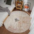 Ghouse Faux Rabbit Fur Round Rug 6ft Light Brown Beige Round Rugs for Bedroom Decor Fluffy Area Rugs for Living Room, no-Shedding Carpet Sheepskin Washable Rug Rome Decor
