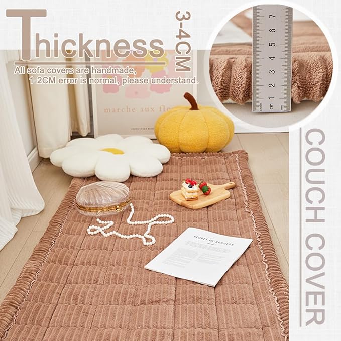 Couch Cover for Dogs Washable, Fuzzy Pet Couch Covers for 3 Cushion Sofa Pet Friendly, Non Slip Sofa Cover (Dark Brown, 35" x 63"/90 x 160cm)