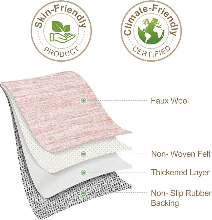 Nakagishi 5x8 Area Rugs Living Room: Washable Large Vintage Rug Neutral Non-Slip Soft Stain Resistant Indoor Carpet for Bedroom Nursery Dining Room Office Playroom - Pink-01