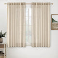 MIULEE Light Taupe Linen Curtains 54 Inch Length 2 Panels for Bedroom Living Room, Soft Linen Textured Window Drapes Semi Sheer Light Filtering Back Tab Rod Pocket Farmhouse Modern Burlap Look Decor