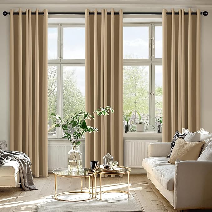 MIULEE Taupe Brown Blackout Curtains for Bedroom Living Room 72 Inches Long 2 Panels, Thermal Insulated Room Darkening Drapes Solid Grommet Noise Reduction Light Blocking Window Treatments 40x72 Inch