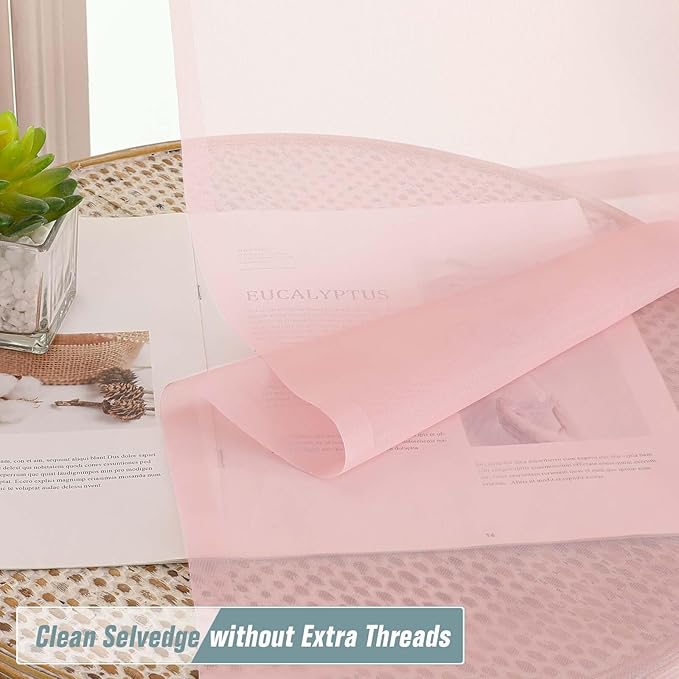 Blush Pink Sheer Curtains for Window 96 Inches Long 2 Panels, Soft Airy Light Filtering Voile Sheer Curtains for Living Room Bedroom, Dual Rod Pocket Elegant Window Drapes, 2x42Wx96L Inches