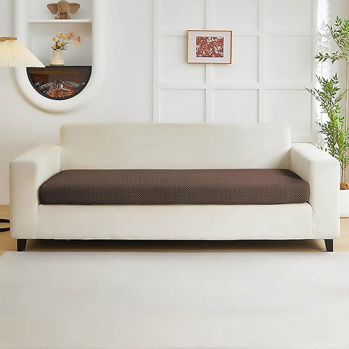 Couch Covers for 3 Cushion Sofa Pet Friendly Couch Cushion Covers Universal Sofa Covers Washable Stretch Slipcovers for Sectional Sofa (Texture Brown, Large Triple Seat Cover)