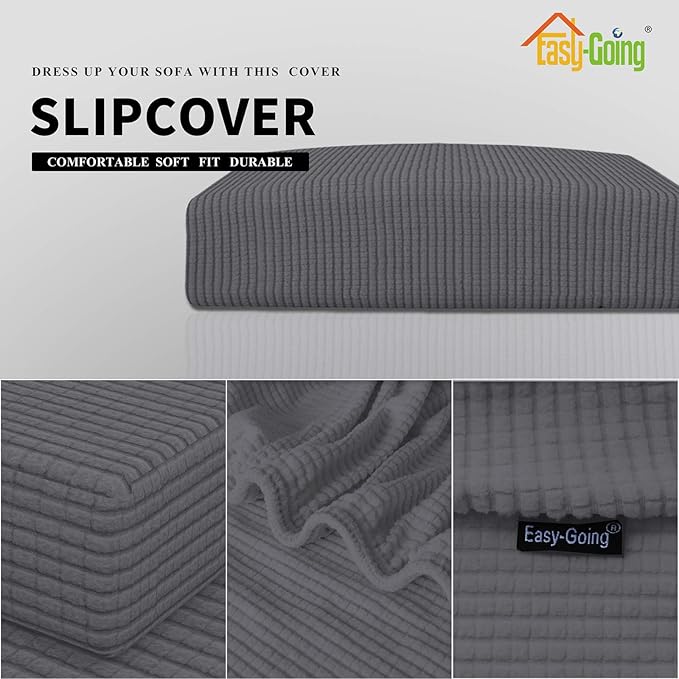 Easy-Going Stretch Chair Cushion Cover Sofa Cushion Furniture Protector Sofa Seat Sofa Slipcover Sofa Cover Soft Flexibility with Elastic Bottom(Chair Cushion, Grey)