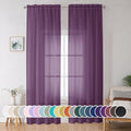 OWENIE Sheer Curtains 96 Inches Long 2 Panels Set, Transparent Light Filtering Plam Purple Sheer Curtain Rod Pocket Clear Drapes for Living Room Bedroom 2Pcs, Each 42 x 72 Inch, Plam