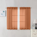 Chyhomenyc Orange Sheer Curtains 45 Inch Long 2 Panels, Light Filtering Rod Pocket Voile Short Curtains Drapes for Living Room Bedroom Small Windows, 42Wx45L Inches