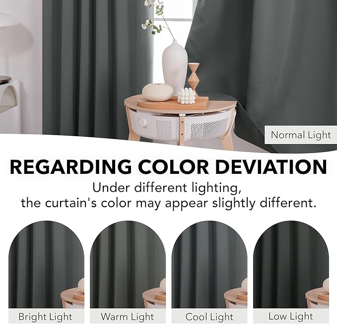 Deconovo Room Darkening Curtains Back Tab and Rod Pocket Curtains Thermal Insulated Blackout Curtains for Living Room 52Wx72L Inch Dark Grey Set of 2