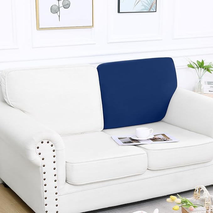 Smiry Printed Couch Cushion Covers, Stretch Soft Couch Covers for Sofa, Washable Non-Slip Sofa Slipcover Furniture Protector for Indoor and Outdoor (Backrest L, Navy)