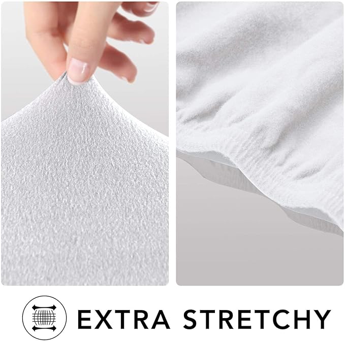 PureFit Super Stretch 4 Seater Sofa Slipcover – Spandex Non Slip Soft Couch Sofa Cover, Washable Furniture Protector with Non Skid Foam and Elastic Bottom for Kids, Pets （XX Large, White）