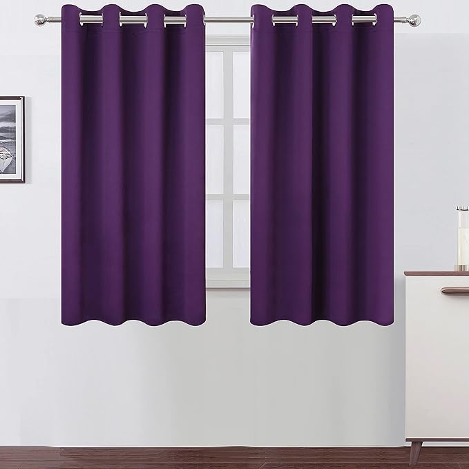 LEMOMO Purple Blackout Curtains/52 x 45 Inch Length Kids Curtains/Set of 2 Panels Grommet Bedroom Curtains for Living Room
