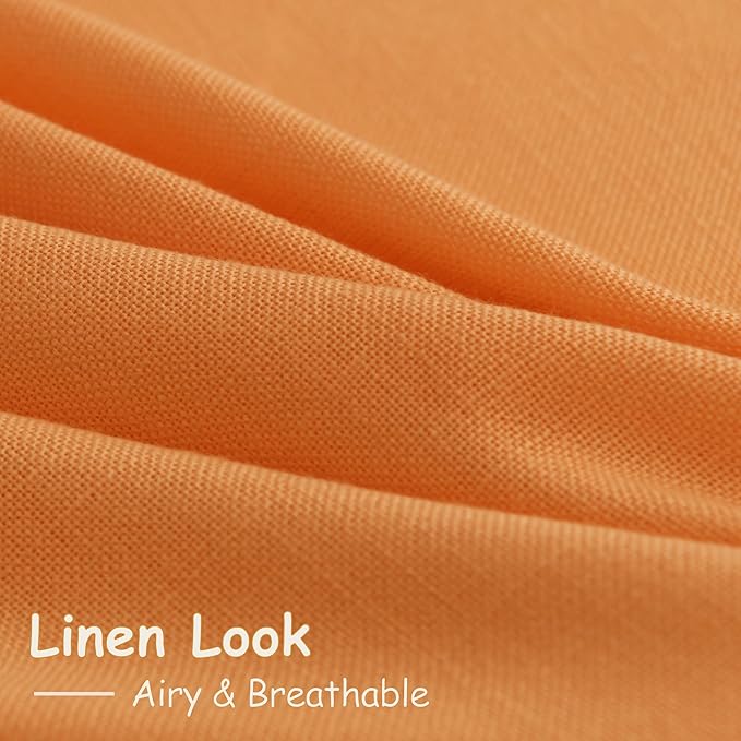 Nanspring Orange Linen Curtains for Bedroom Back Tab Light Filtering Privacy Sheer Curtains Modern Farmhouse Decor Linen Blend Textured Gauze Curtain for Living Room 2 Panels Set 52x72