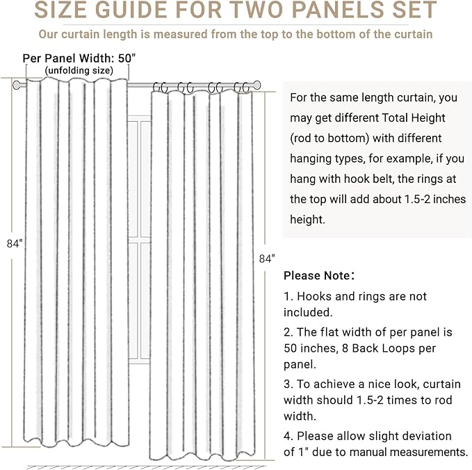100% Blackout Shield Linen Blackout Curtains for Bedroom 102 Inches Long, Back Tab/Rod Pocket Living Room Drapes, Thermal Insulated Blackout Curtains 2 Panels Set, 50" W x 102" L, Darkgray
