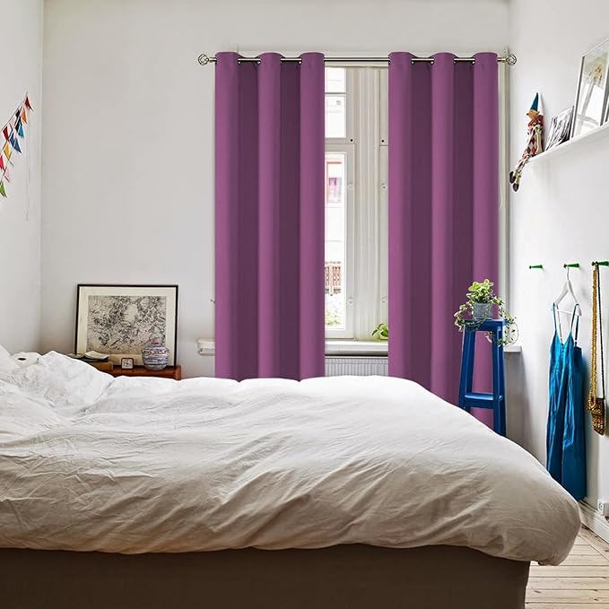 BGment Room Darkening Curtains 84 Inches Long - Grommet Thermal Insulated Drapes Window Treatment Curtains for Bedroom, 2 Panels, 42 x 84 Inch, Eggplant Purple