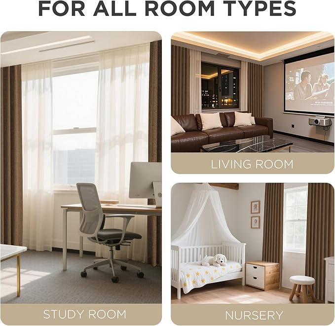 Joydeco Linen Blackout Curtains for Bedroom - 100% Light Blocking 1 Panels, Cappuccino Drapes 100" W x 108" L, Thermal Insulated Room Darkening Curtains for Living Room, Rod Pocket & Back Tabs