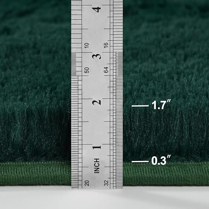 Deerhoo Soft Deep Green Area Rug Shaggy Rugs Fluffy Carpets for Living Room Bedroom Girls Room Nursery Home Decor, 4 X 6 Dark Green Tie-Dyed Plush Fuzzy Rugs, Shag Indoor Floor Bedside Rug