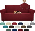 ZNSAYOTX Super Stretch Couch Cover (72"-92") Universal Sofa Covers with Elastic Bottom, Dog Cat Pets Friendly Washable Furniture Protector Fitted Sofa Slipcovers Stay in Place (Wine Red, Sofa)