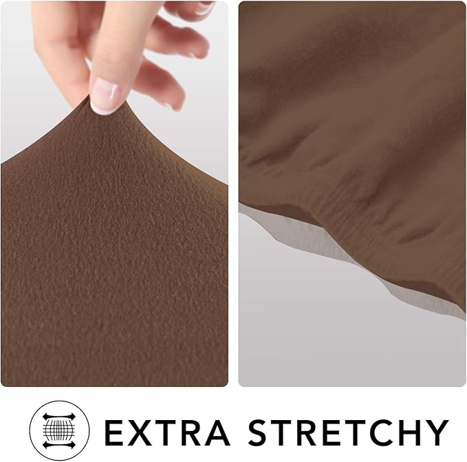 PureFit Super Stretch Sofa Slipcover – Spandex Non Slip Soft Couch Sofa Cover, Washable Furniture Protector with Non Skid Foam and Elastic Bottom for Kids, Pets （Loveseat, Brown）