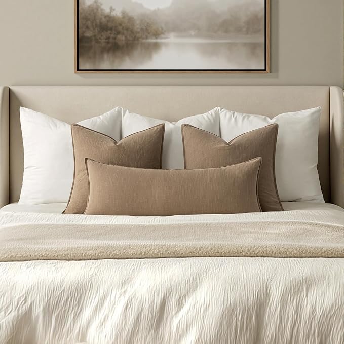 MIULEE Decorative Long Lumbar Throw Pillow Cover for Bed 14x36 Khaki Boho Farmhouse Neutral Couch Pillowcase Pack of 1 Accent Modern Sofa Cushion Livingroom Home Decor (Covers Only)