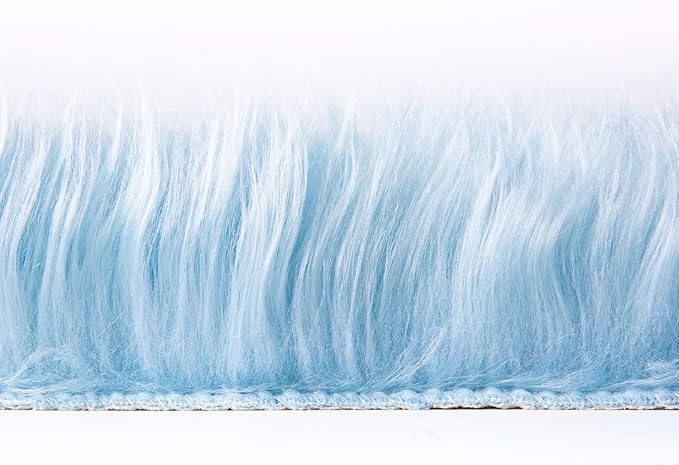 Ashler faux fur rug, Fluffy Shaggy Area Rug Ultra Soft 2.2 x 6 Feet Rectangle Fur Rug, Light Blue Fuzzy Rug Machine Washable Shag Rug, Nursery Decor Throw Rugs for Bedroom, kids room, Living Room