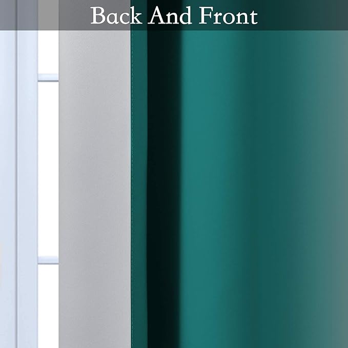 SimpleHome Ombre Room Darkening Curtains for Living Room, Light Blocking Gradient Teal to Greyish White Thermal Insulated Grommet Window Curtains/Drapes for Bedroom, 2 Panels, 52x63 inches Length