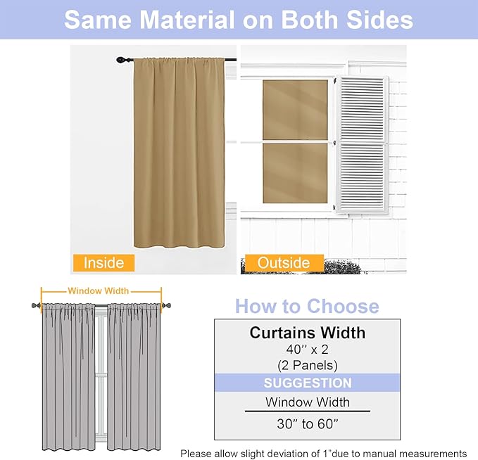 Simplebrand Ava Gold Blackout Curtains for Bedroom 90 Inches Long 2 Panels Set, Solid Privacy Energy Saving Living Room Window Treatment Curtains Blackout Drapes, W40 x L90 Inch, Gold