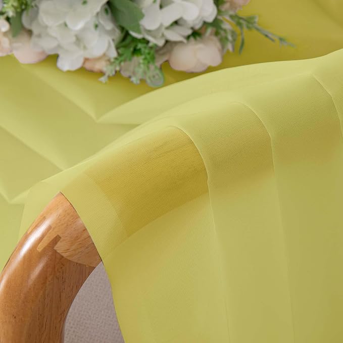 OVZME Sheer Curtains 84 Inches Long 2 Panels Set, Light Filtering Transparent Lightweight Soft Window Treatment Panels for Study Room Living Room Guest Room, Each 42W x 84L Inches, Lemon